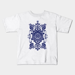 Damask in blue and white (positive) Kids T-Shirt